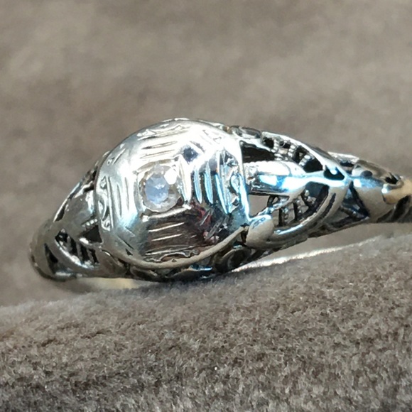 14k white gold filigree ring - Picture 6 of 15
